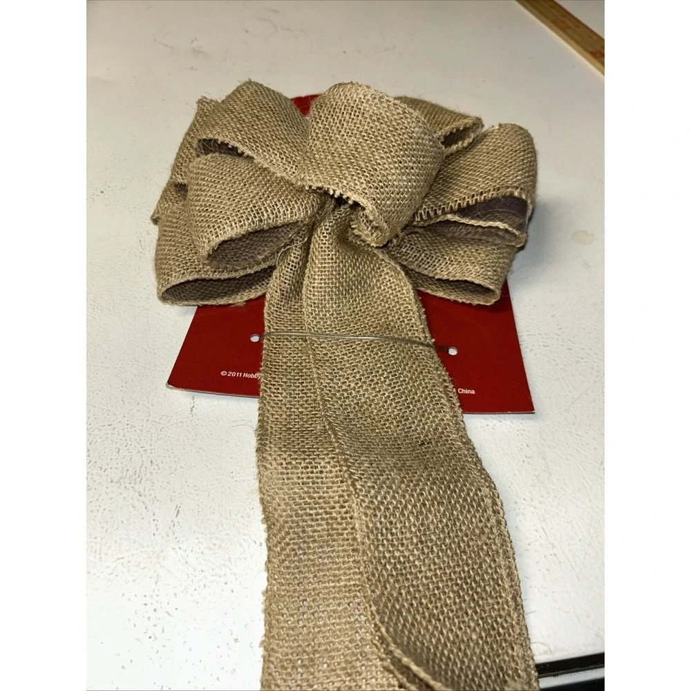 New! Christmas Large Burlap Bow Decoration 9 x 14